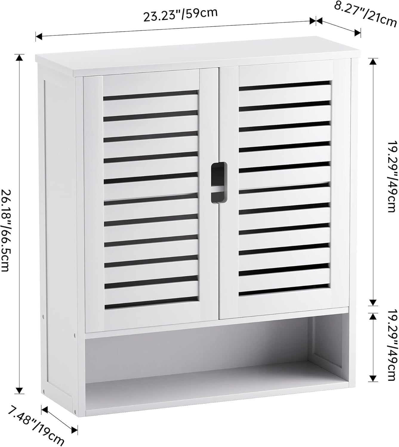 Wall Mounted Bathroom Cabinet White – 2 Door, Adjustable Shelves, Space Saver
