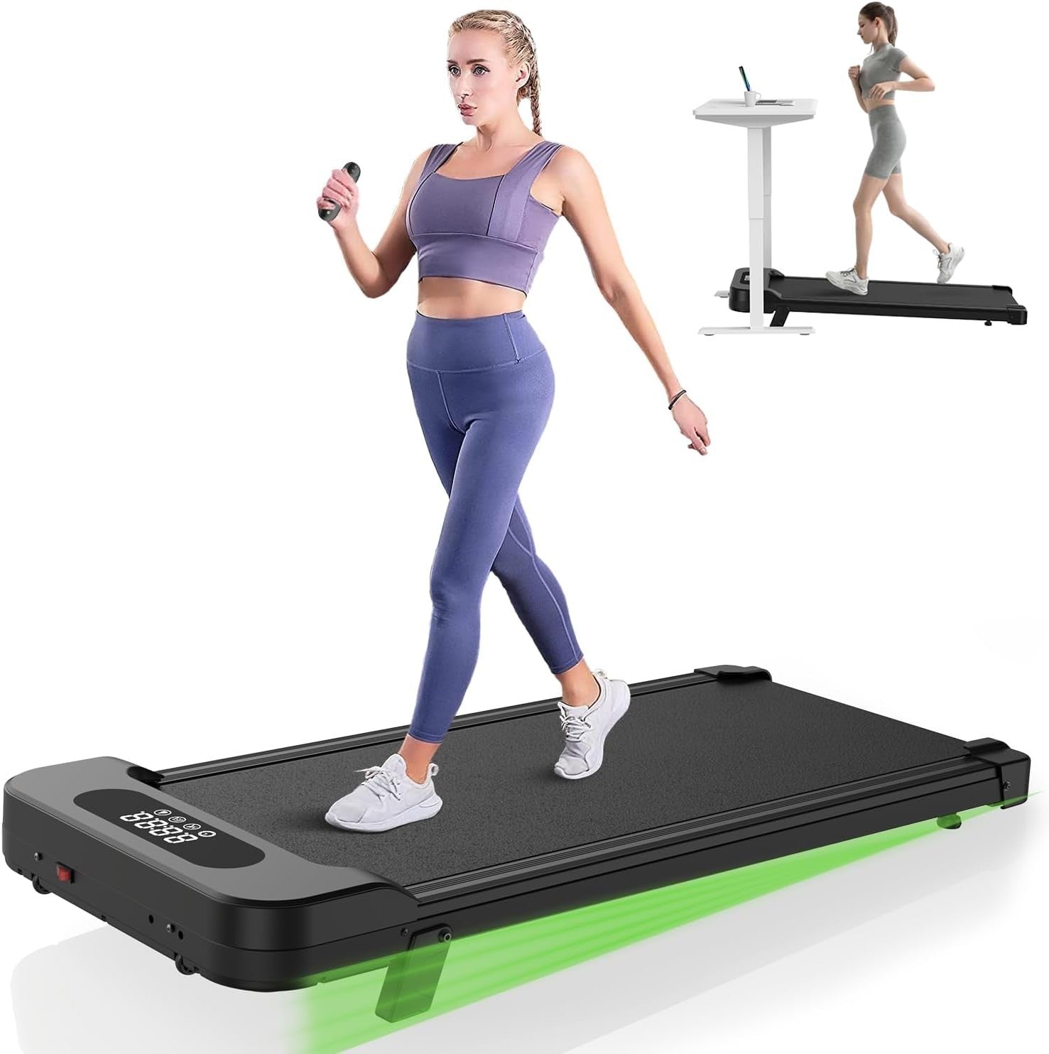 Under Desk Walking Pad 7% Incline Treadmill 8KM/H LED Display Remote