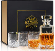 Crystal Whisky Decanter Set 750ml with 4 Glasses Luxury Gift Box 5-Piece
