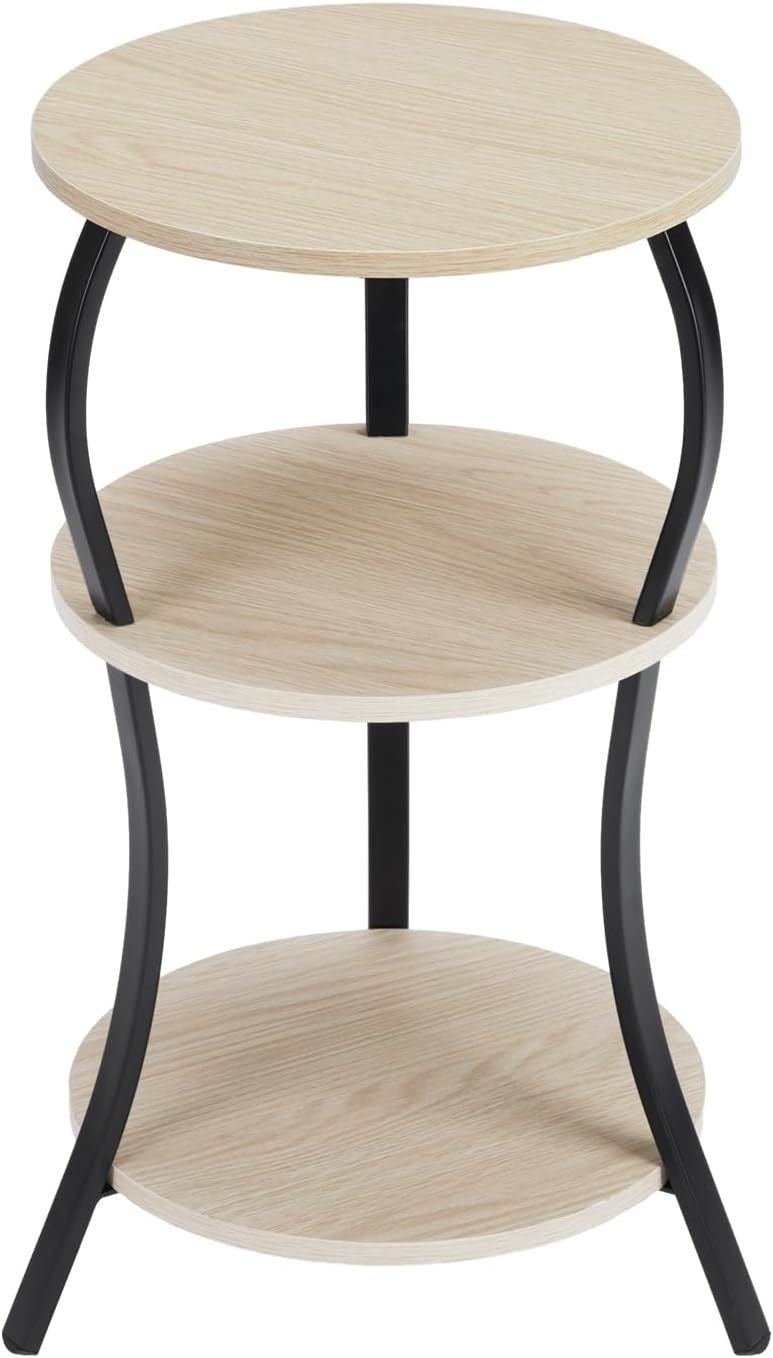 3-Tier Round Side Table with Storage Shelves – Compact, Stylish & Sturdy