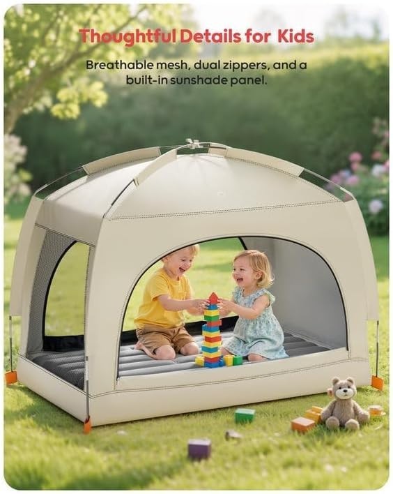 Toddler Inflatable Travel Bed with Tent Kids Air Mattress Camping Indoor