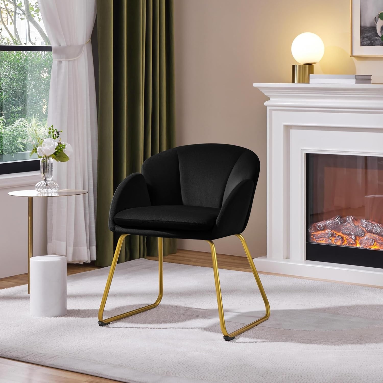 Velvet Tub Chair Accent Armchair Gold Legs Black