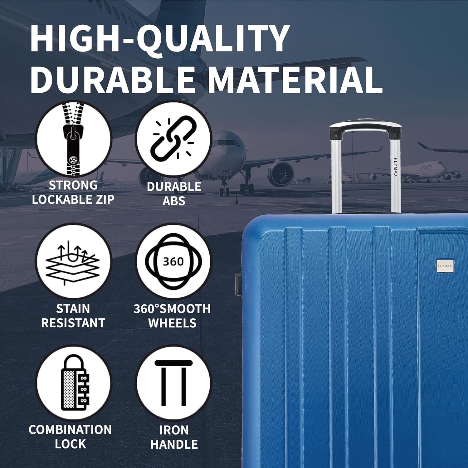 Medium Hold Luggage Case 24 Inch ABS Hard Shell Ultra Light 4 Wheel Spinner