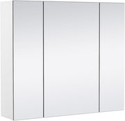Bathroom Mirror Cabinet Wall Mounted | 3 Door Storage Unit | Modern White