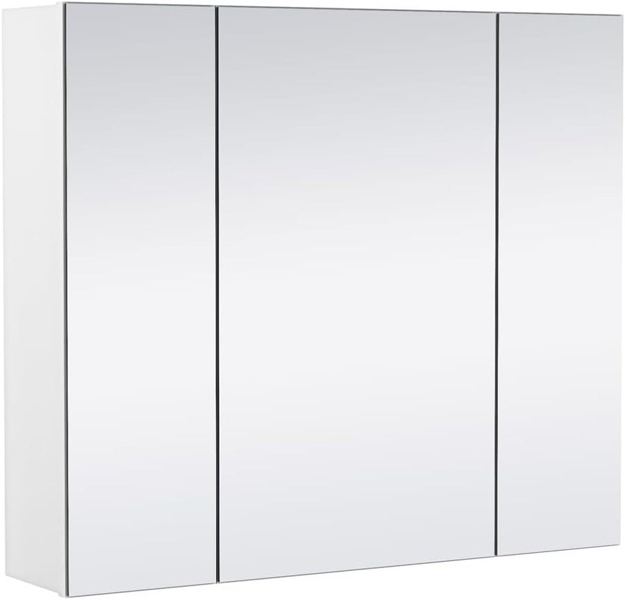 Bathroom Mirror Cabinet Wall Mounted | 3 Door Storage Unit | Modern White