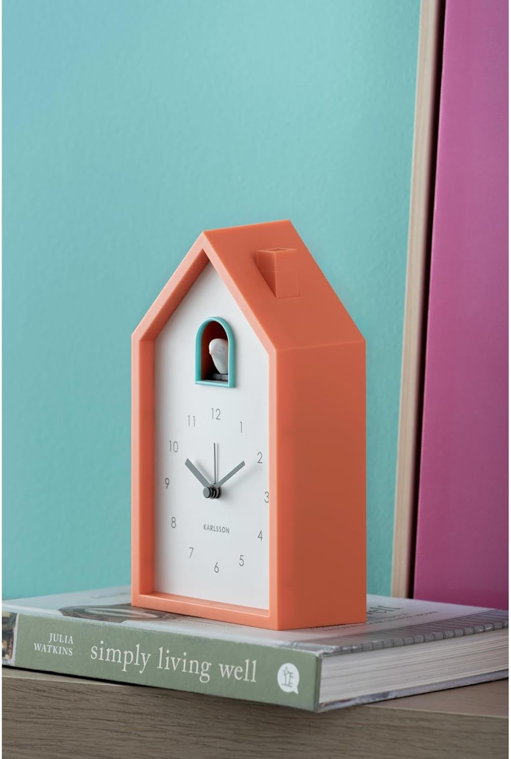 Modern Cuckoo Alarm Clock Bright Orange Scandinavian Style Bedside Decor