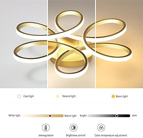 Warmiehomy 65W Modern LED Ceiling Light, Dimmable Lamp with Remote – Gold