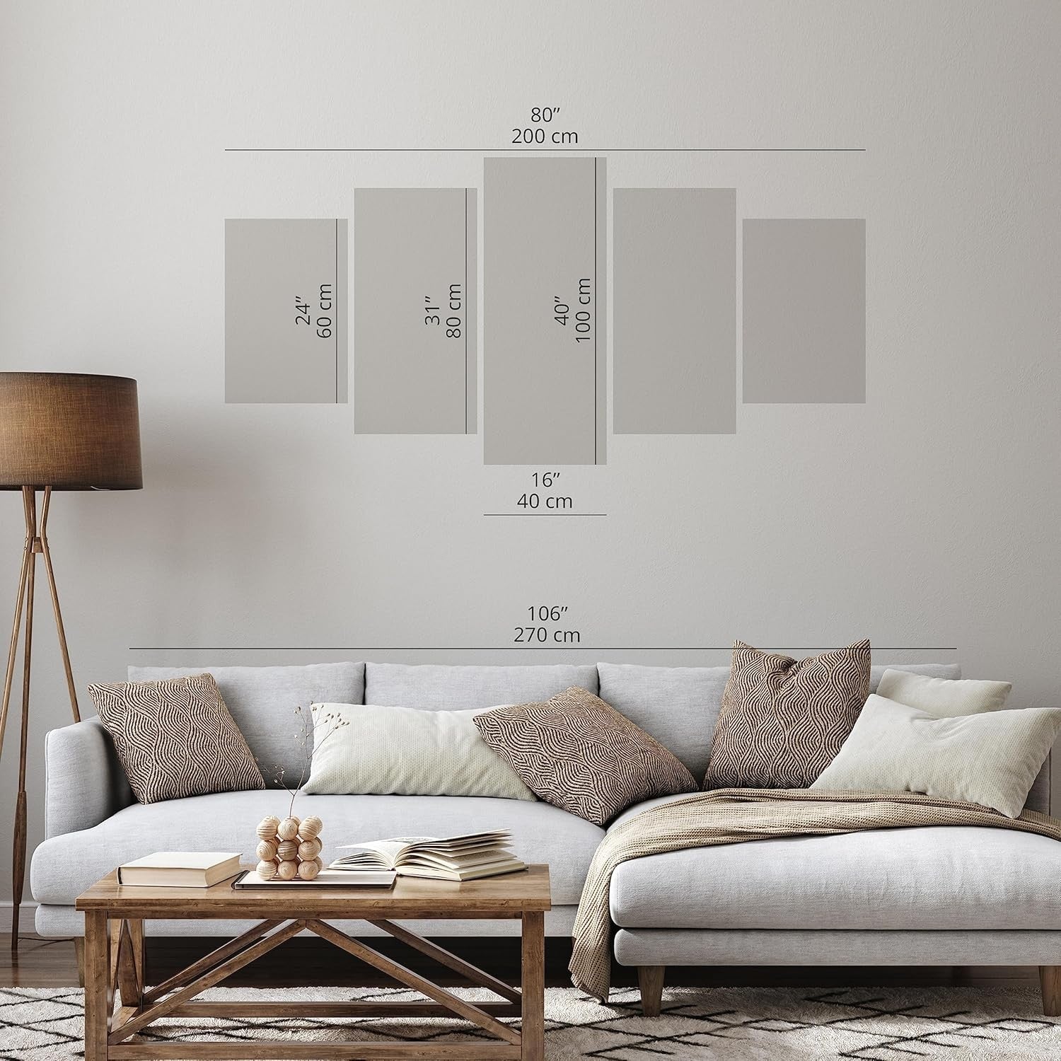 XXL Orchid Canvas Wall Art 5 Panel 200x100cm Framed