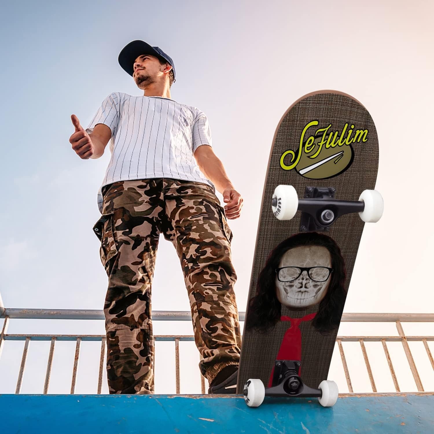 31" Complete Skateboard Maple Double Kick Trick Board PU Wheels Teens Adults