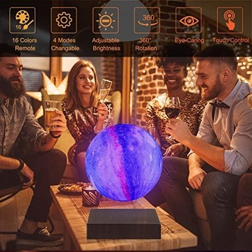 Levitating Galaxy Moon Lamp 16-Color Floating LED Light with Remote Control