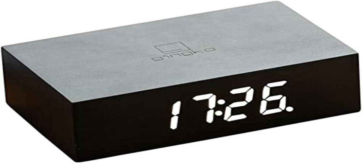 Black Wood Digital Alarm Clock LED Display Touch Control Minimalist