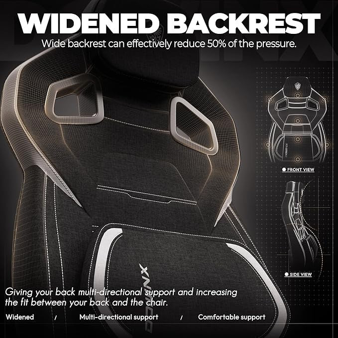 Dowinx Fabric Gaming Chair w/ Footrest Heavy Duty Black