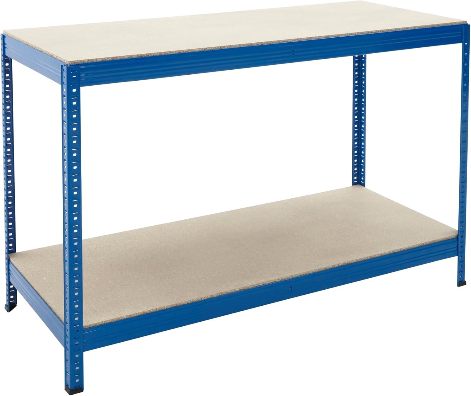 2x Industrial Workbenches 1400mm Wide 300kg Load Each with Adjustable Shelf