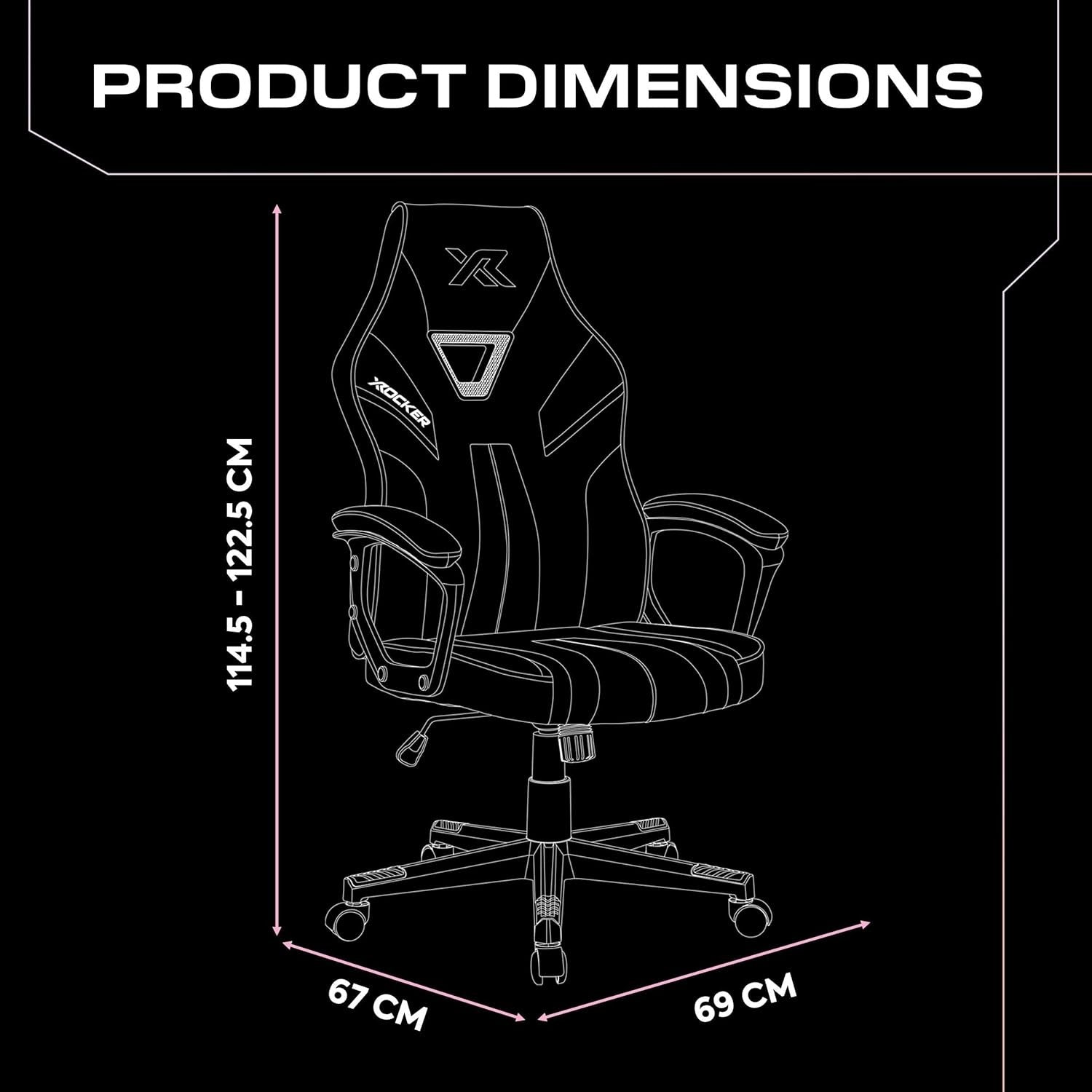 Ergonomic Gaming Chair High Back Wide Seat Grey Pink