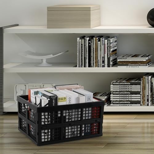4 Pack Foldable Storage Crates Stackable Plastic Boxes 34L