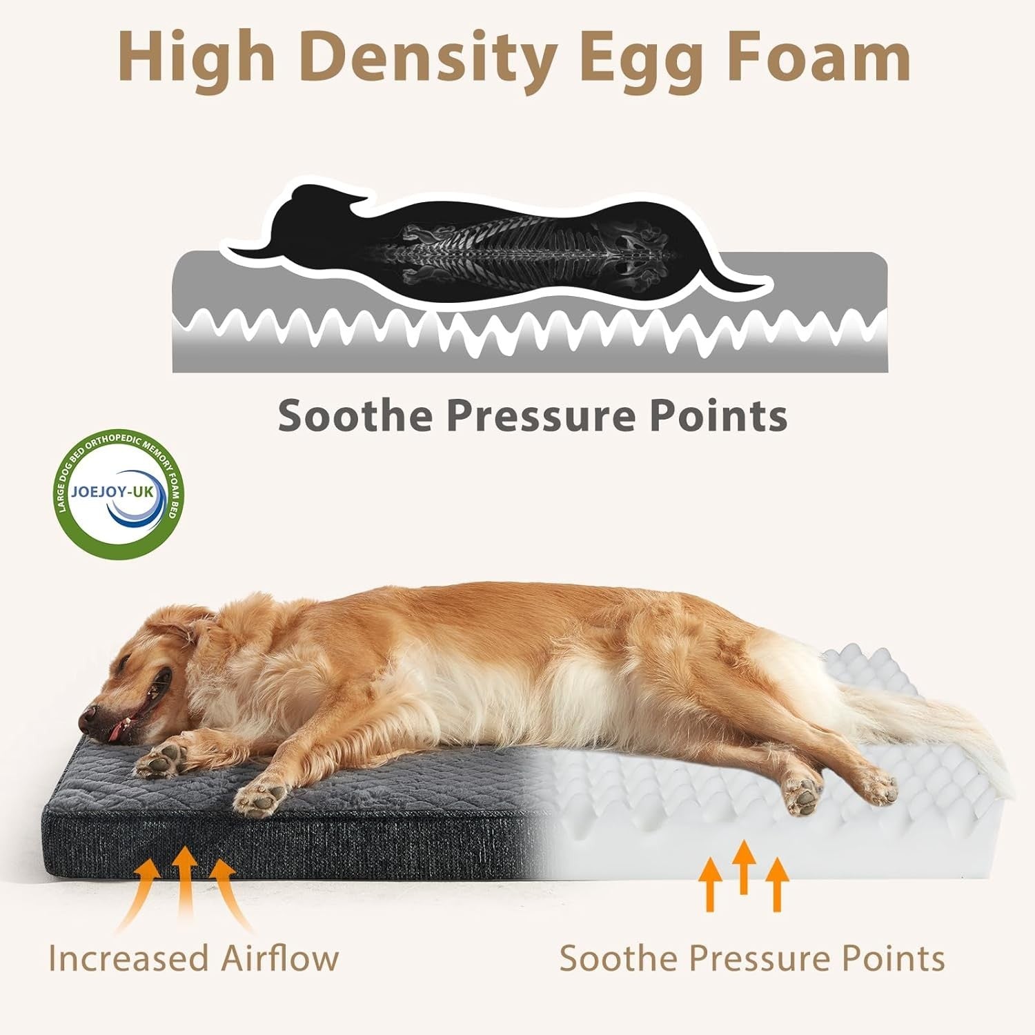 XL Orthopedic Dog Crate Bed 104x69cm Memory Foam Washable