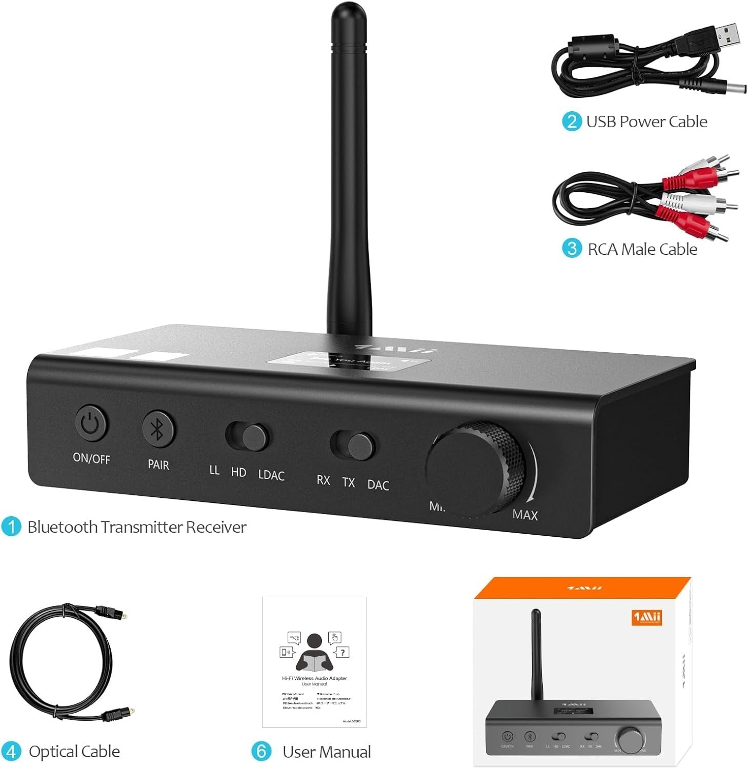 HiFi Bluetooth Audio Transmitter Receiver DAC LDAC aptX HD LL OLED 7.1