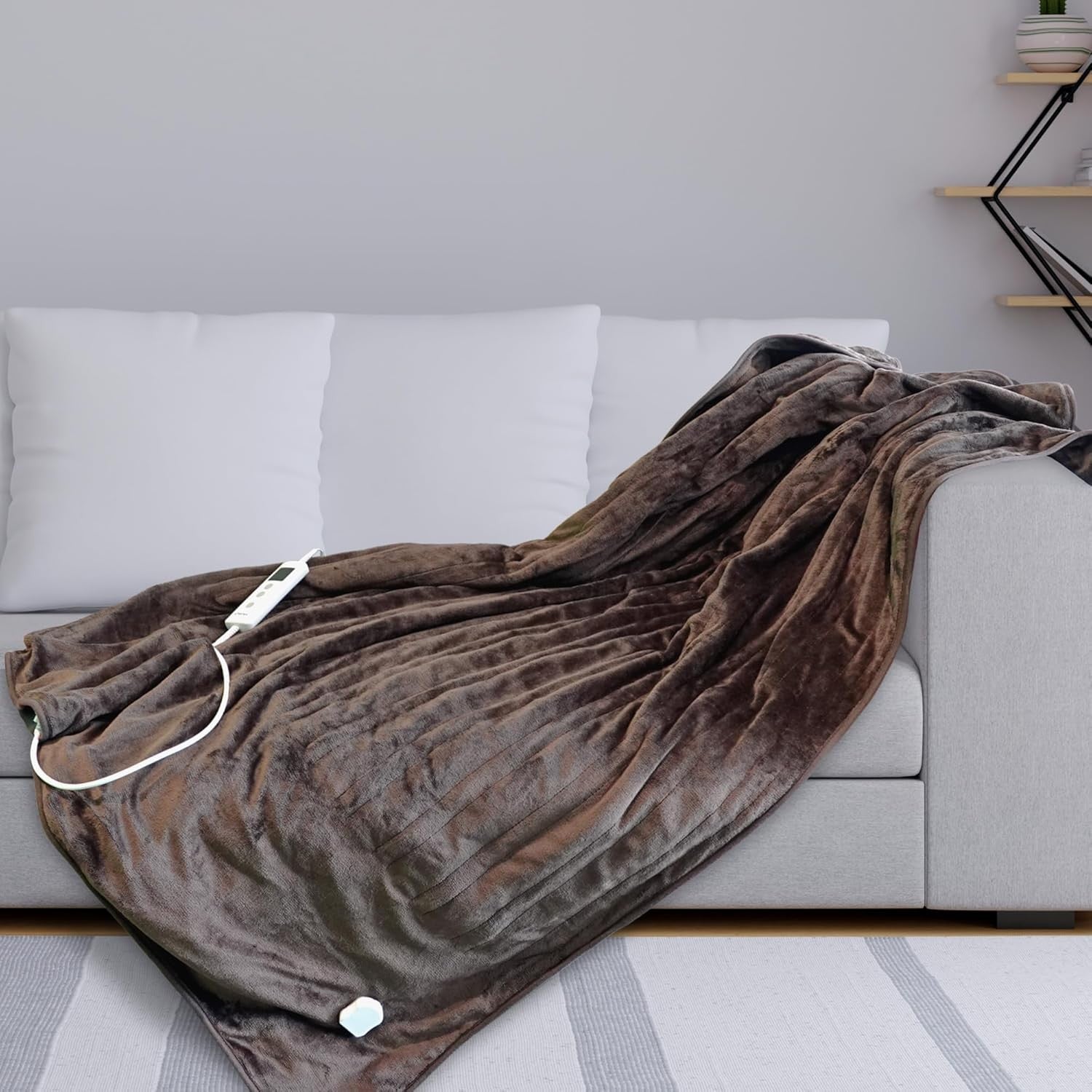 Electric Heated Throw Blanket 120x160cm Soft Fleece Timer 10 Heat