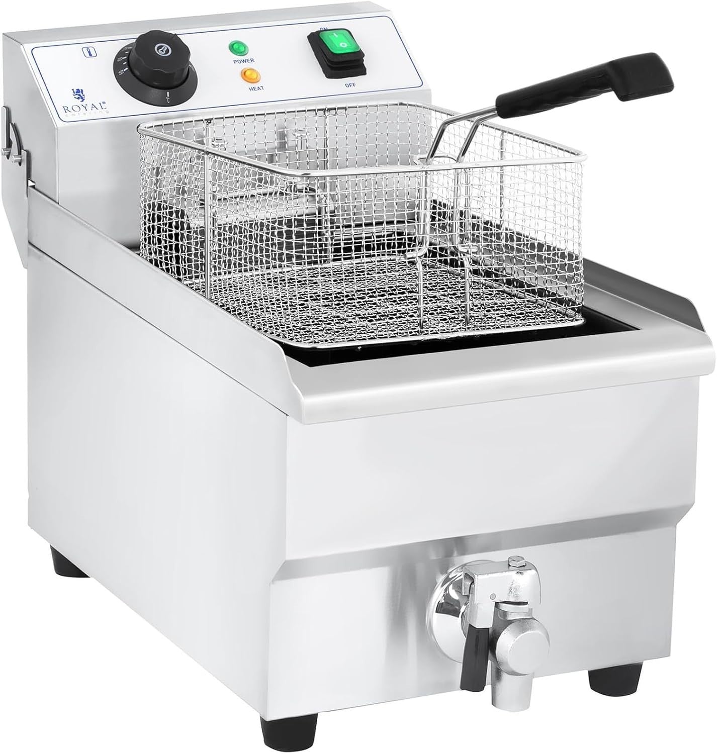 10L Electric Deep Fat Fryer 3000W Stainless Steel With Drain Tap