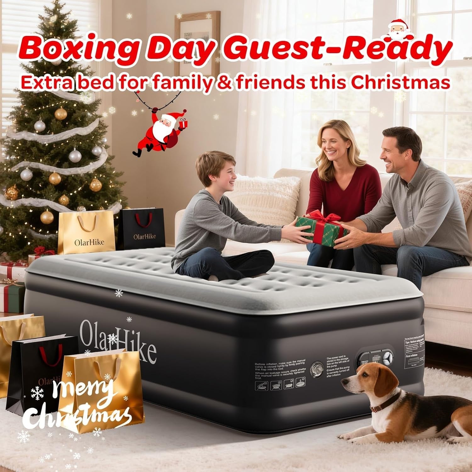 Single Inflatable Air Bed Built-In Electric Pump 50cm High Flocked Mattress
