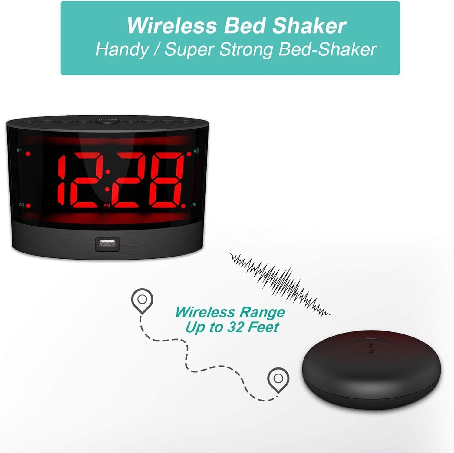 Extra Loud Alarm Clock Bed Shaker Vibrating Dual Alarm for Heavy Sleepers