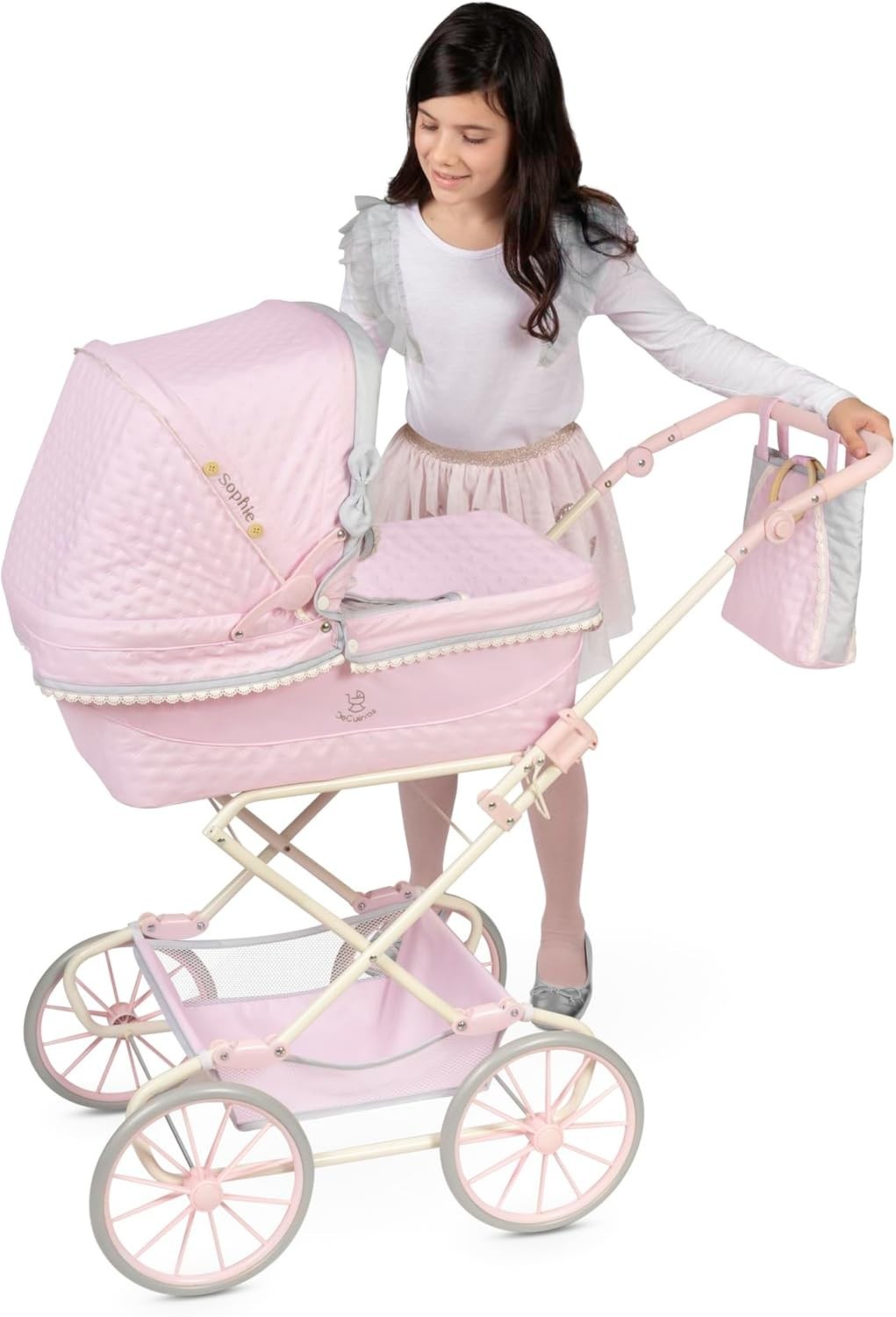 Folding Dolls Pram Pushchair Adjustable Handle Parasol Lightweight