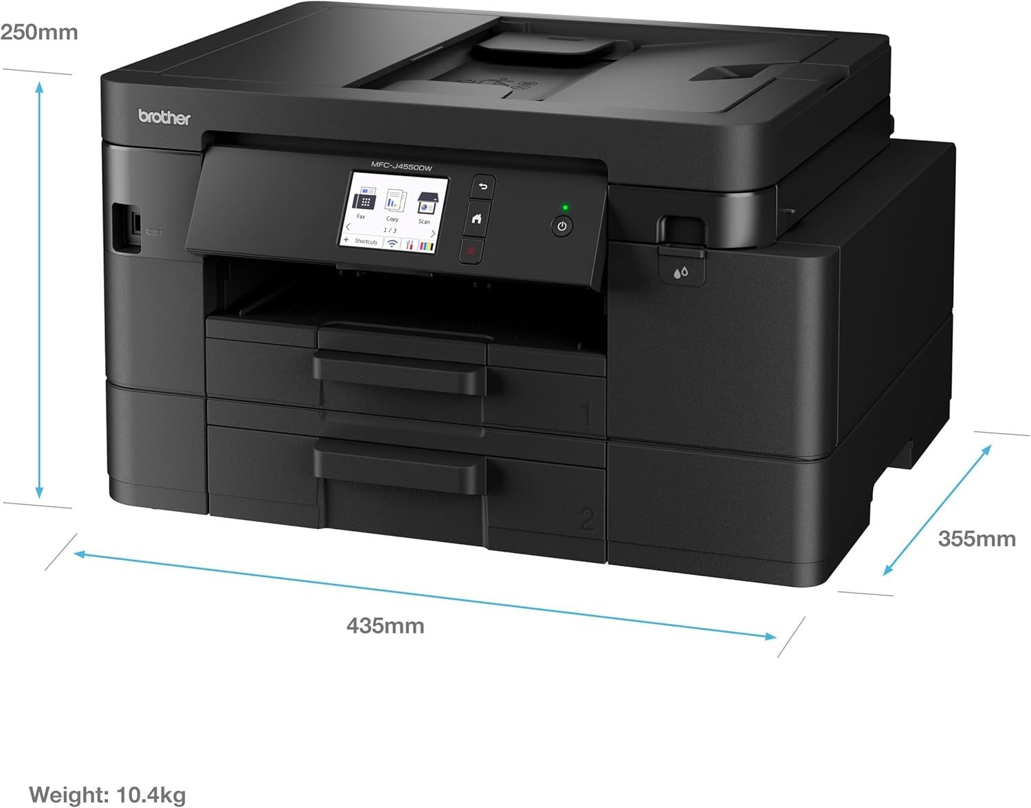Wireless Colour Inkjet Printer A4 All-in-One Duplex Black Touchscreen