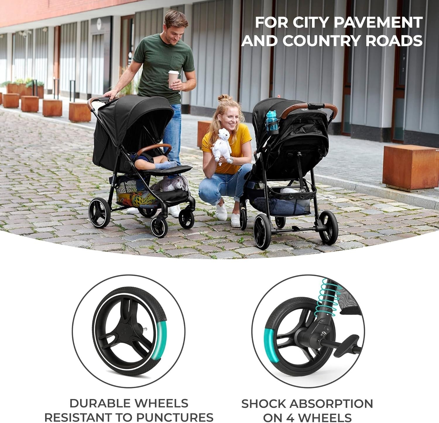 Baby Pushchair Stroller Lie Flat One Hand Fold All Terrain 22kg Grey