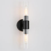 Dimmable Vintage Black Wall Sconce Light with Glass Shade & E27 Socket