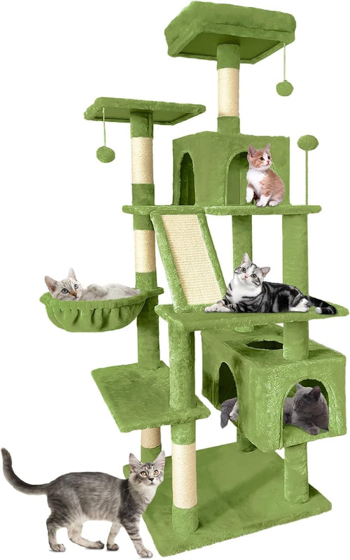 Large Cat Tree Tower 177cm Multi Level Hammock Sisal Scratching Posts