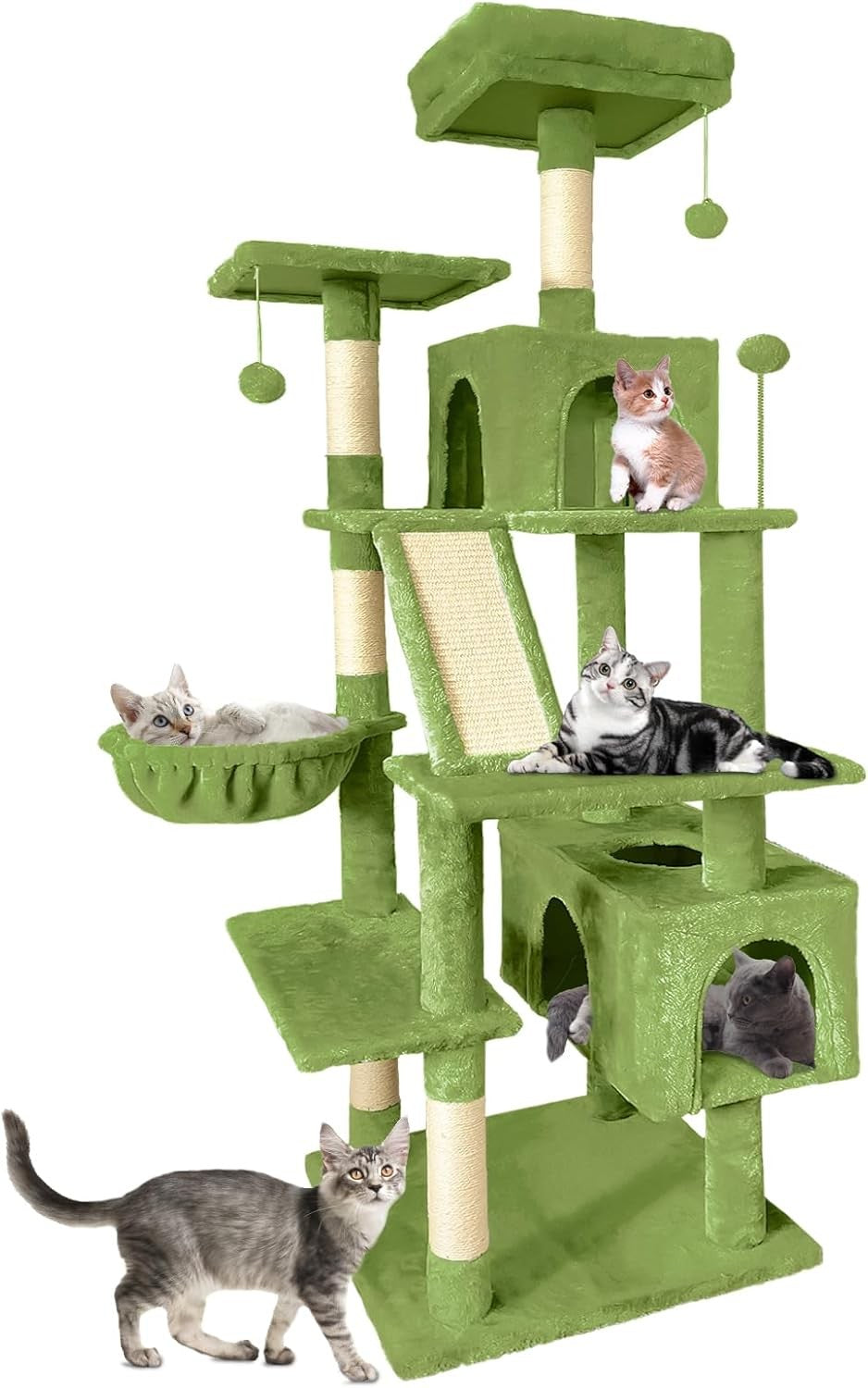 Large Cat Tree Tower 177cm Multi Level Hammock Sisal Scratching Posts