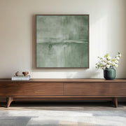 Framed Sage Green Abstract Wall Art 30x30in Modern Canvas Print