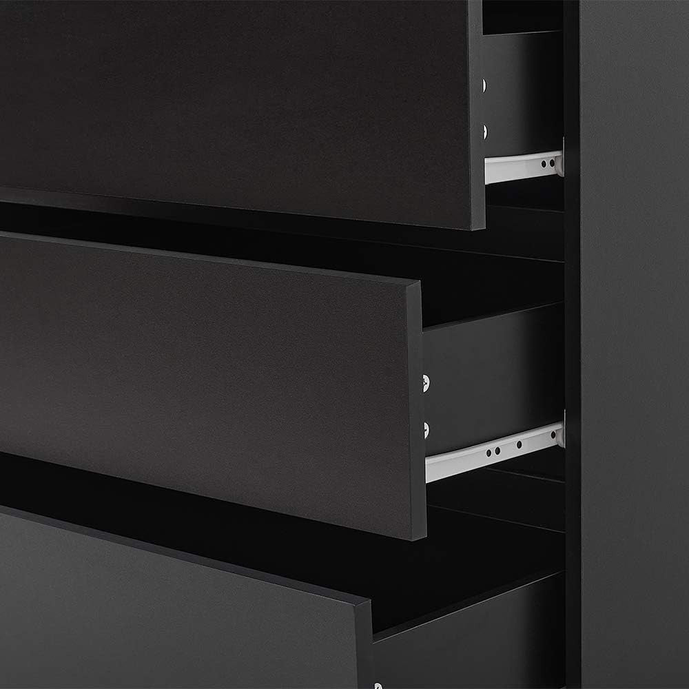 Black 4 Drawer Chest Bedroom Storage Unit Modern Tall Cabinet 70cm Wide