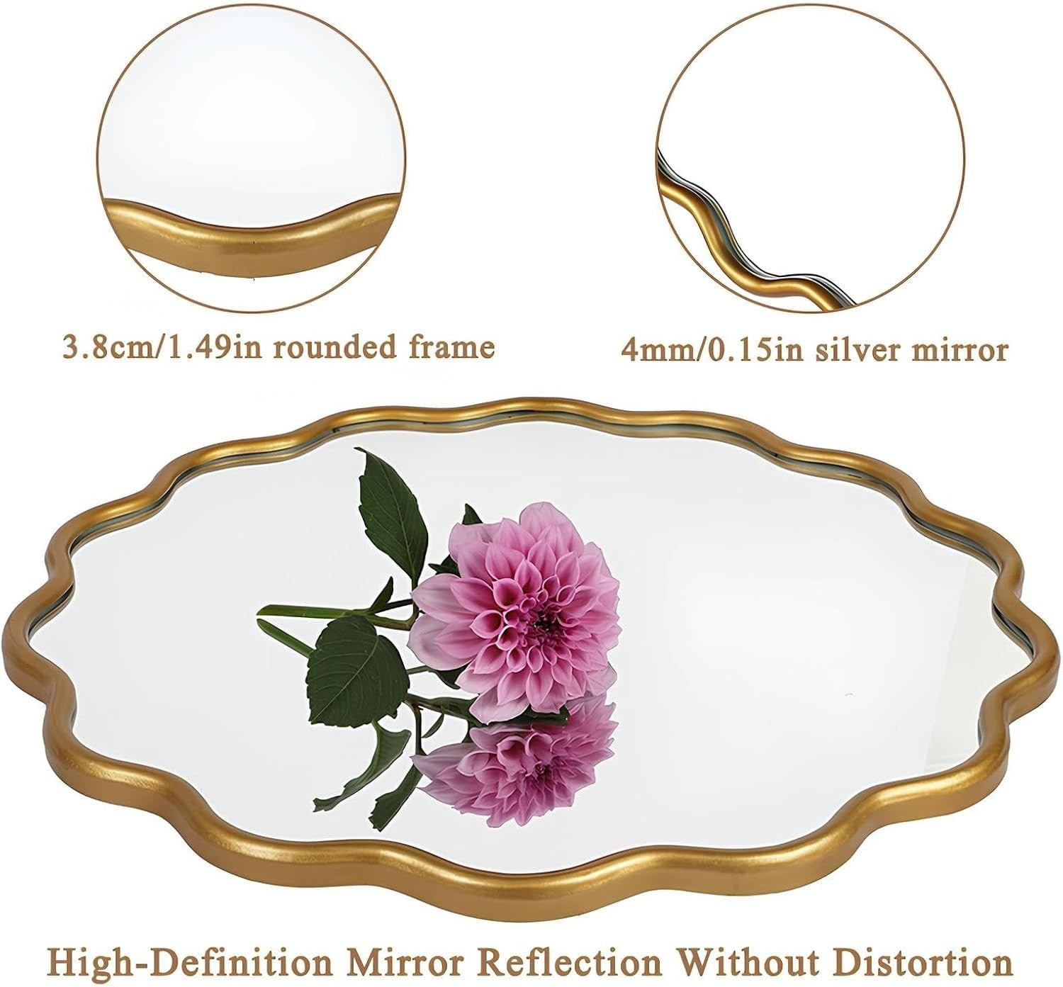 Irregular Round Wavy Wall Mirror 65x65cm Retro Frame Vanity Mirror