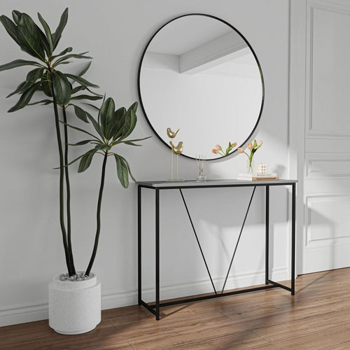 Space-Saving Slim Console Table with Metal Frame & Storage Shelf