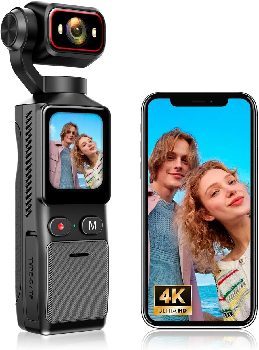 4K WiFi Action Camera Rotating Lens Vlog Body Cam w/64GB Card
