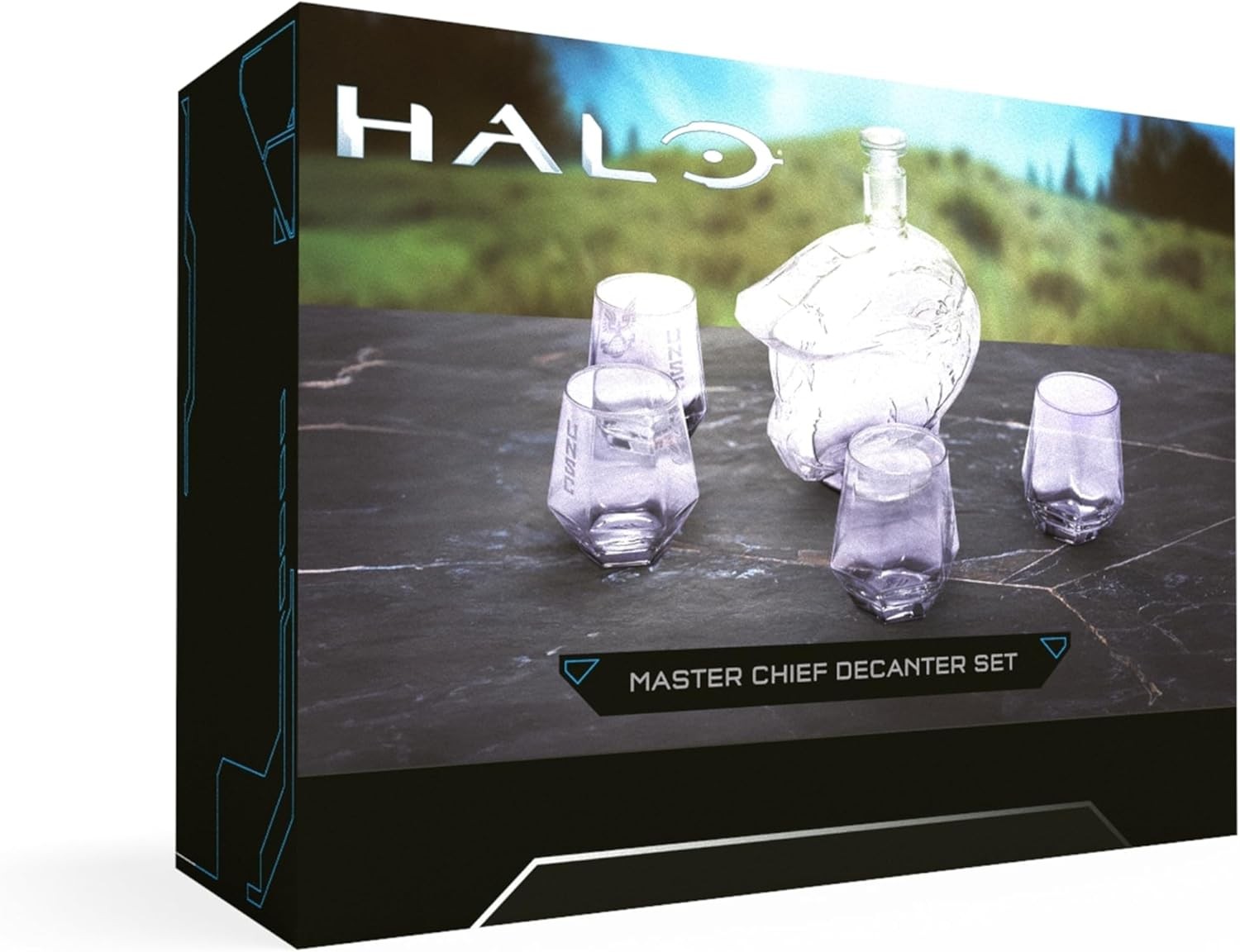 Helmet Style Whiskey Decanter Set with 4 Glasses 1.6L Gaming Bar Gift