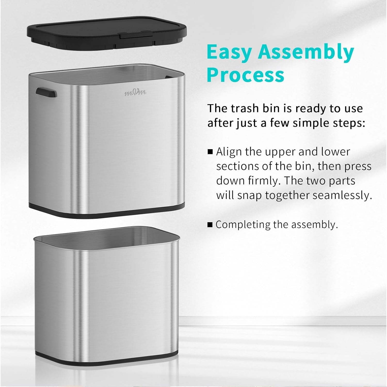 60L Kitchen Trash Bin | Stainless Steel Large Garbage Bin with Lid