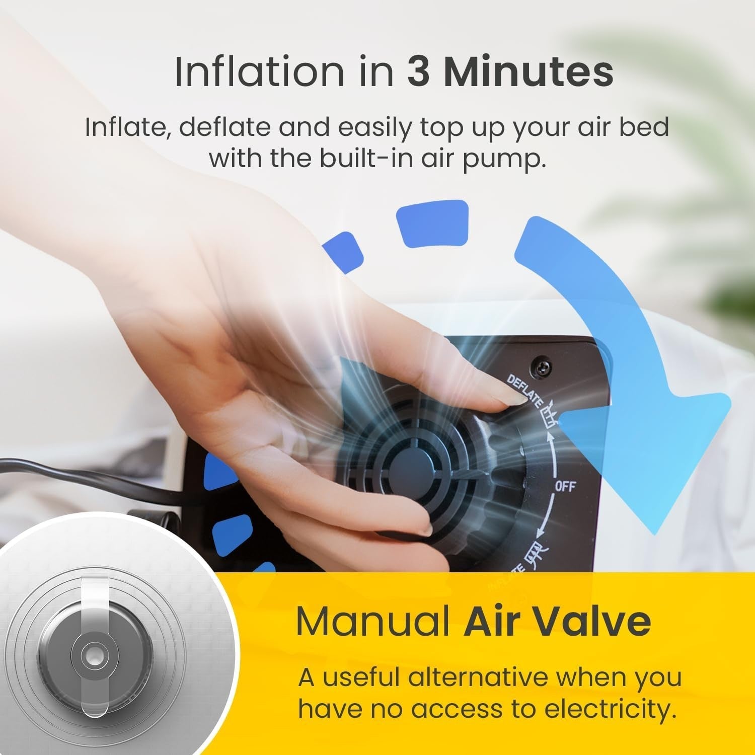 King Size Air Mattress | Built-In Pump, Flocked Top, Guest & Camping Bed