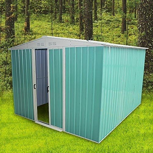8x6FT Metal Garden Shed Outdoor Storage House with Lockable Double Doors & Roof