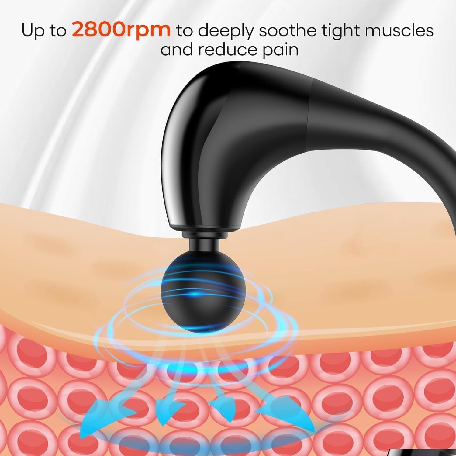 Extended Handle Massage Gun Deep Tissue 10mm Stroke Quiet Pain Relief