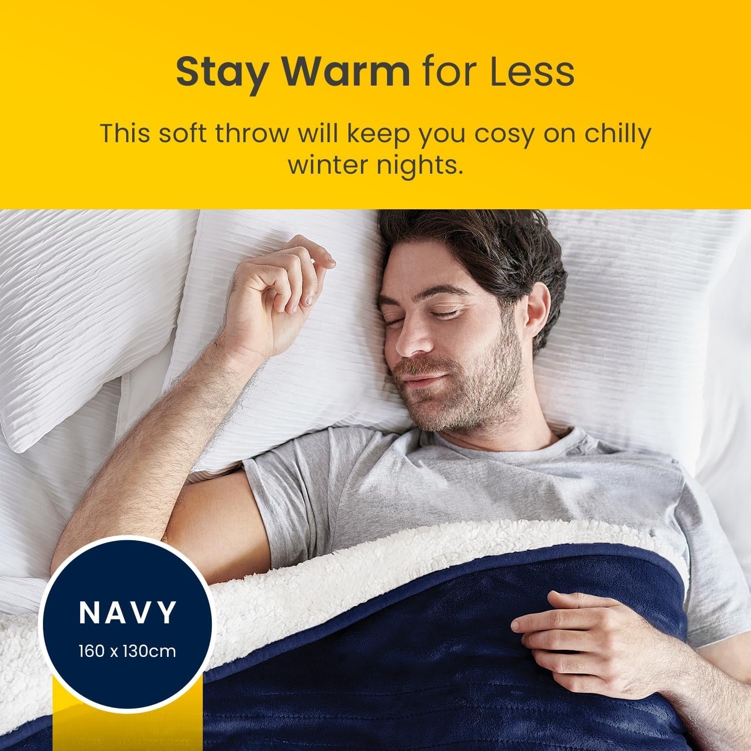 Electric Heated Throw Blanket Sherpa Fleece Remote 10 Heat Levels 160x130cm
