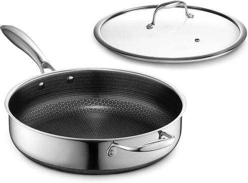 4L Deep Non Stick Sauté Pan with Lid – Induction & Oven Safe Stainless Steel