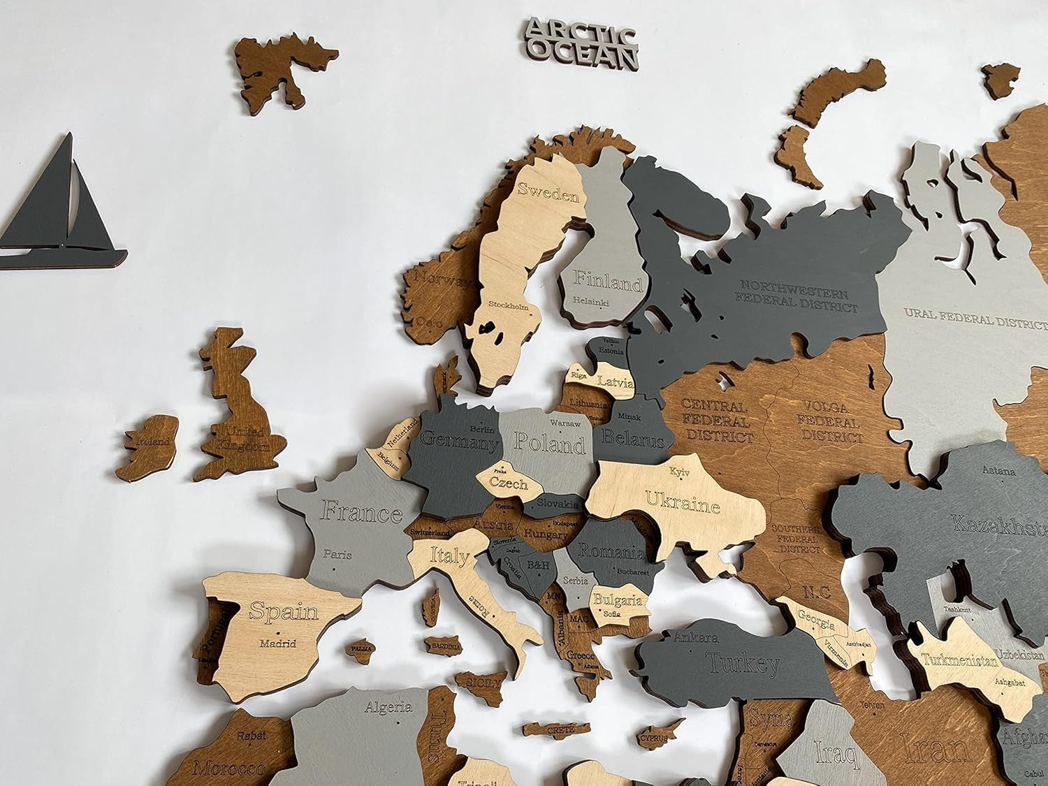 Large 3D Wooden World Map Wall Art Travel Decor Home Office 160cm