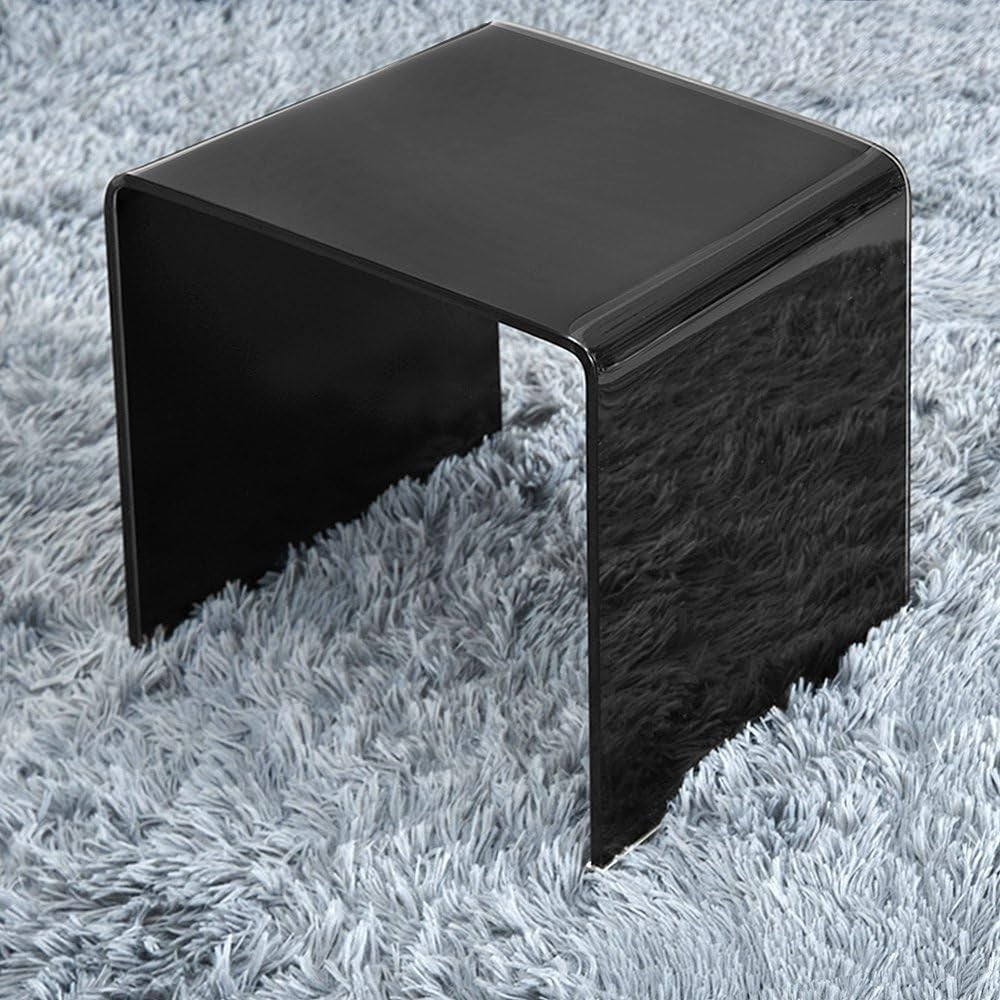 Nest of 3 Modern Glass Coffee Tables Clear/Black Bent Tempered Side End Accent