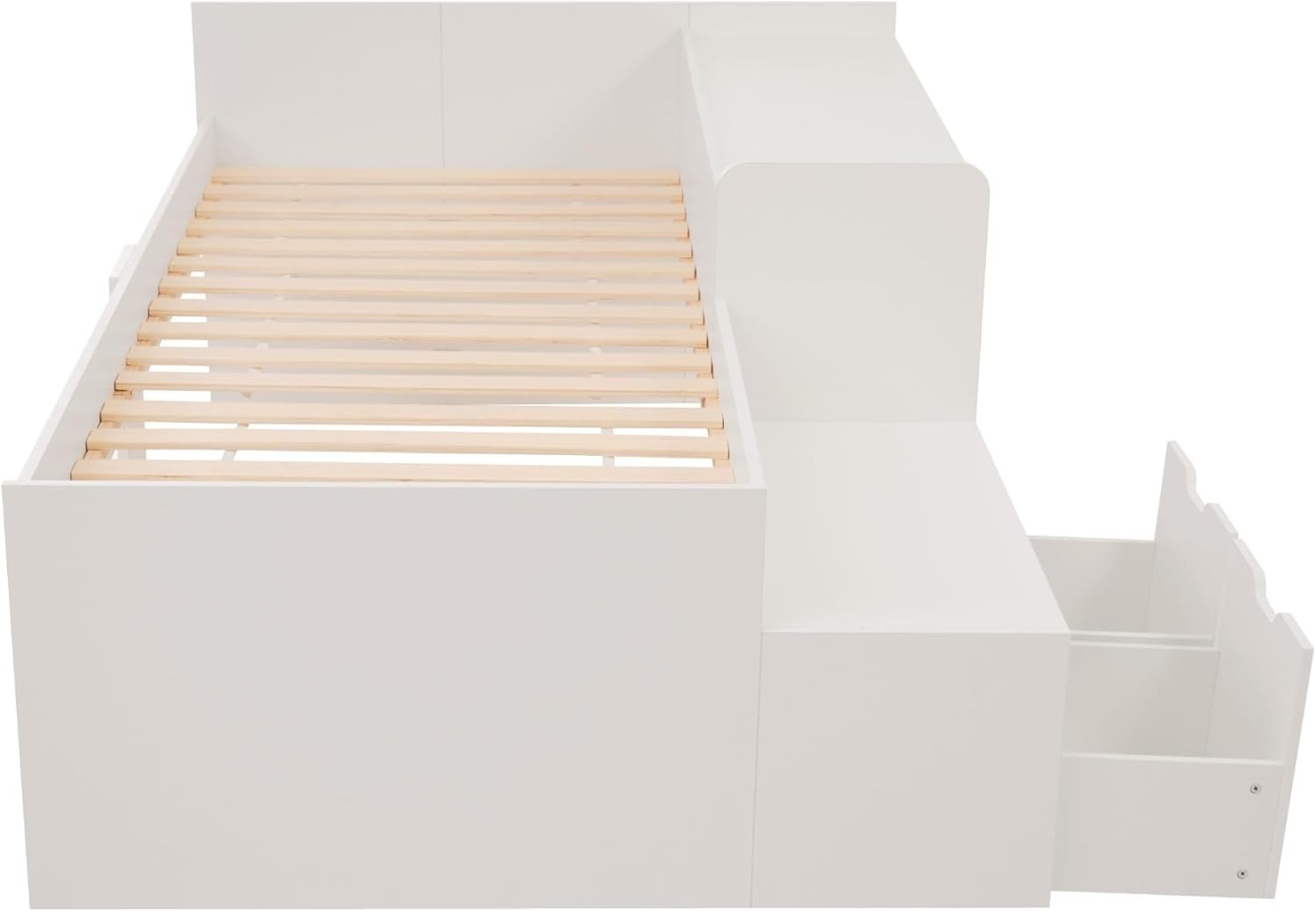 Kids Bed with Desk Storage Drawers White 3-in-1 Single Space Saver