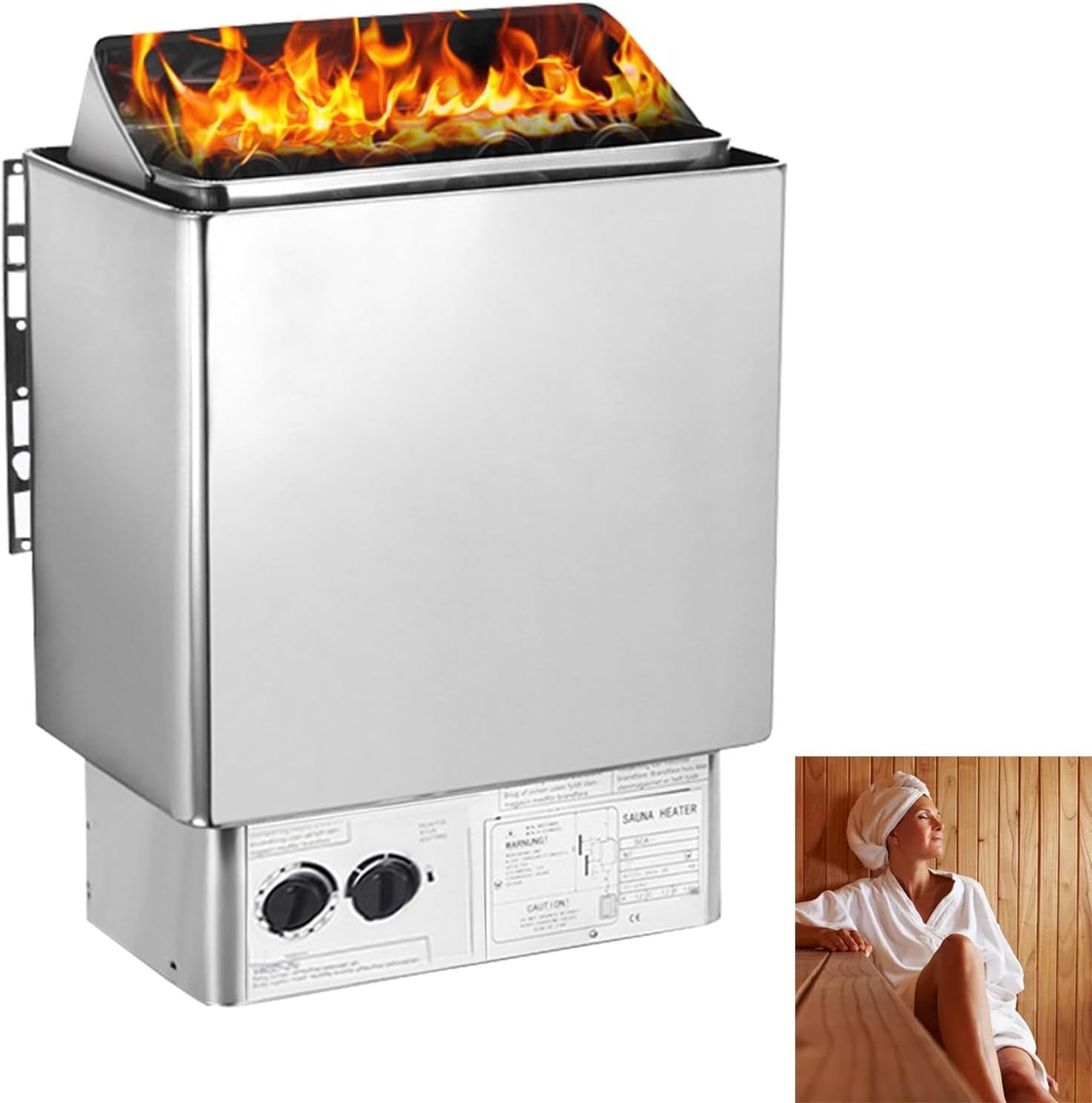3KW Electric Sauna Heater Stainless Steel Fast-Heat Wet Dry Stove Wall Mount