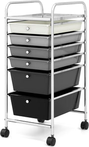6 Drawer Rolling Storage Cart Utility Trolley Organizer Lockable Wheels