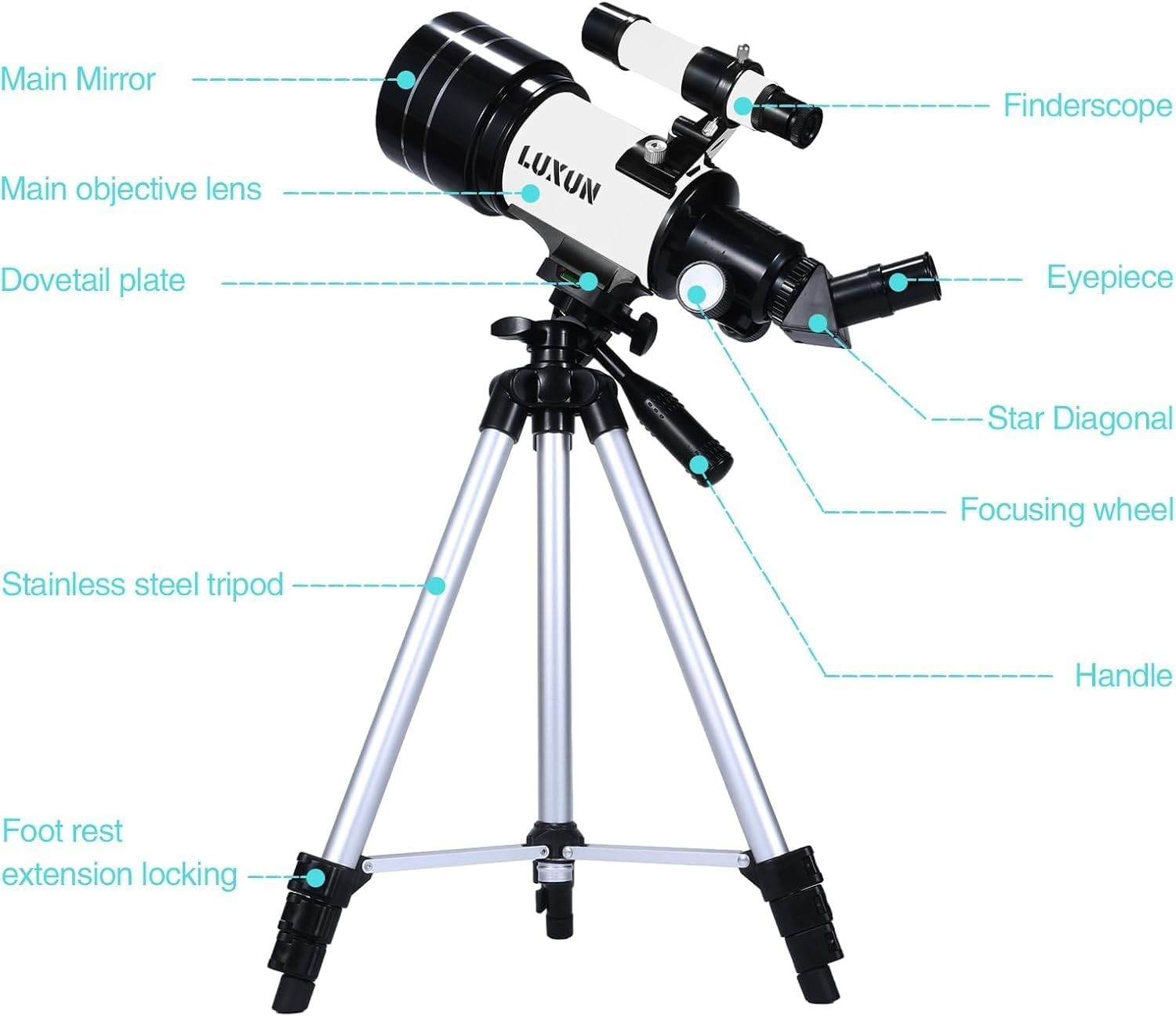 Astronomical Telescope 70mm White with 150X Magnification & Tripod