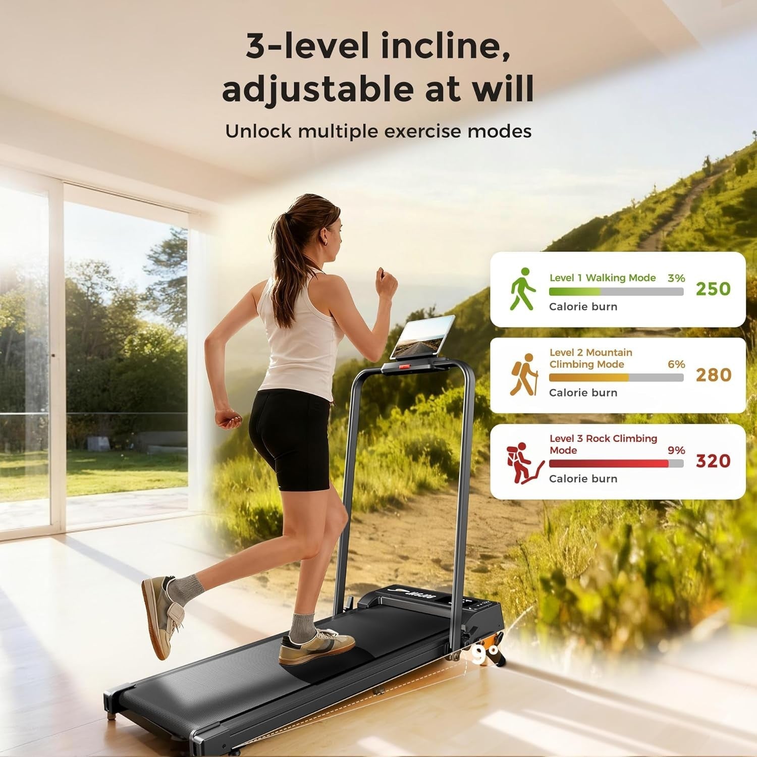 Foldable Home Treadmill 2.5HP Incline Smart App Control Quiet Jog/Walk